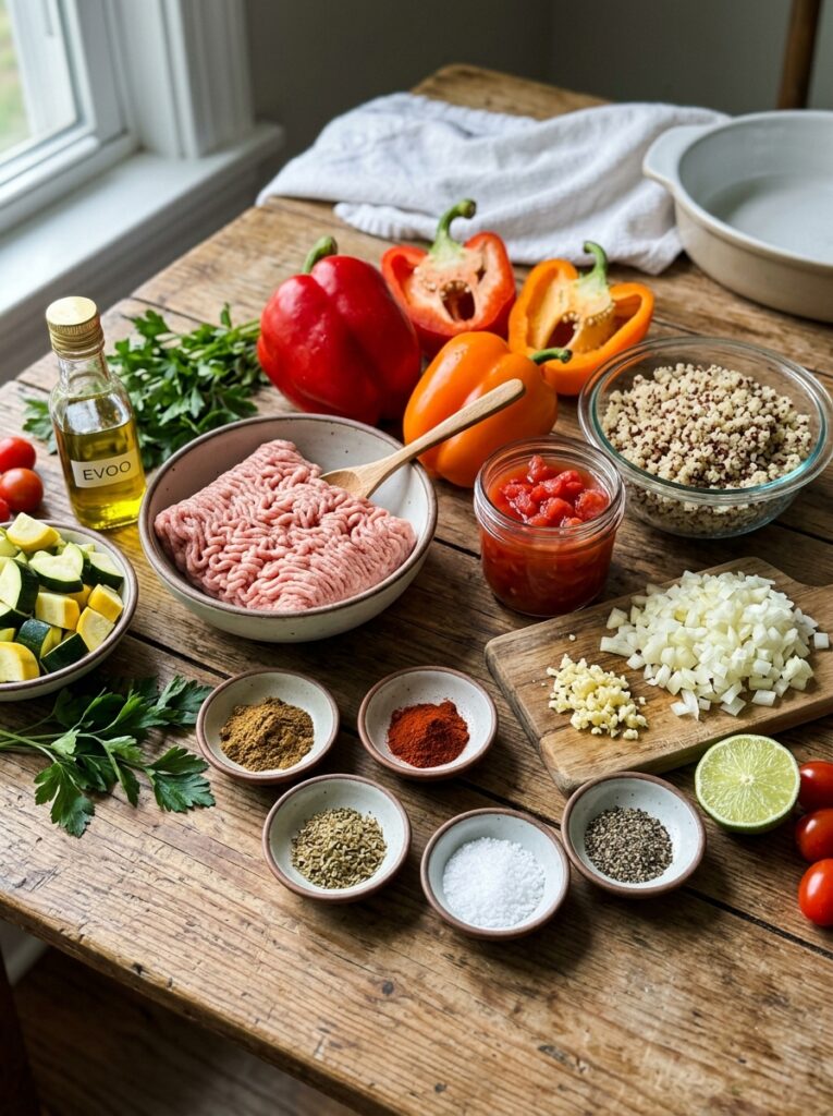 High Protein Turkey Stuffed Peppers 13 Turkey stuffed peppers ingredien… 202605042129