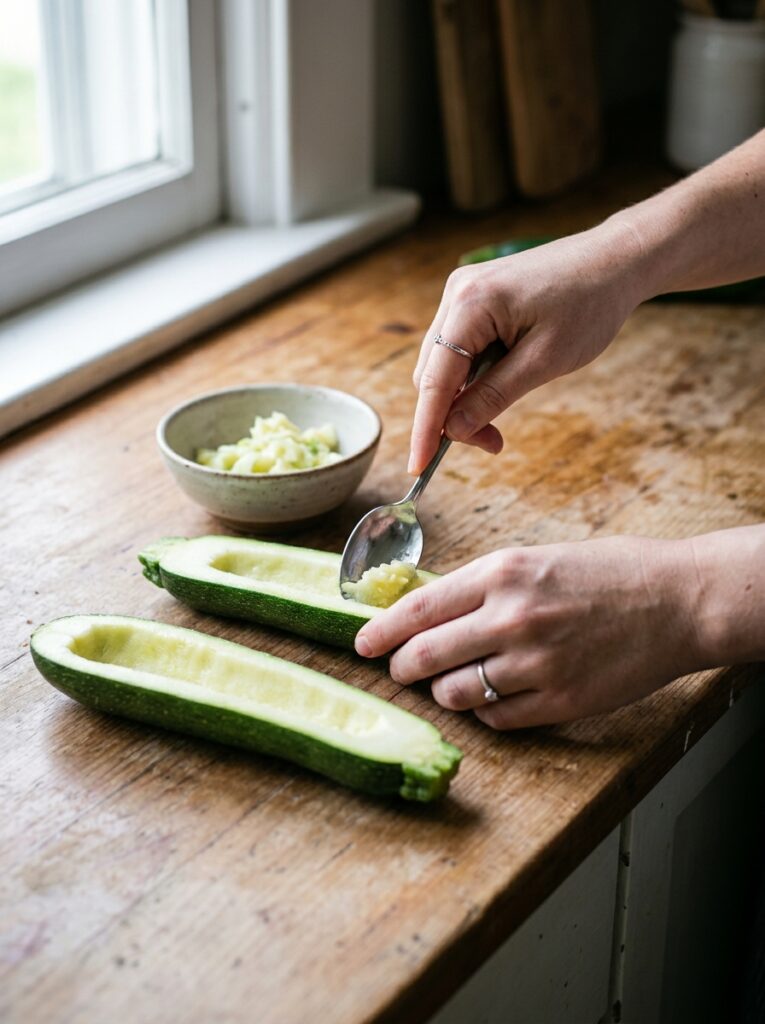 high protein turkey taco zucchini boats 14 Turkey taco zucchini boats cooking 202605081944